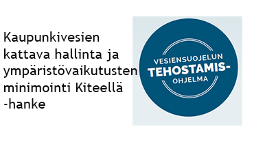 Kaupunkivesien kattava hallinta ja ympäristövaikutusten minimointi Kiteellä -hanke tekstinä ja logo